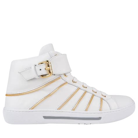 mens white versace high tops|Versace zipped high top sneakers.